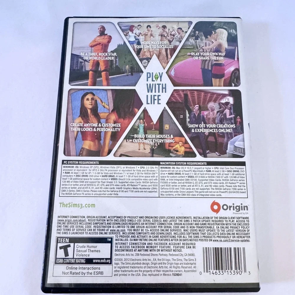 The Sims 3 PC Mac Video Game EA Games DVD-ROM w/ Manual 2009 Simulation Gaming